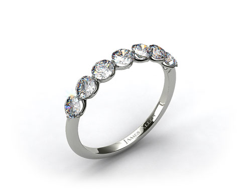 14k White Gold Scalloped Share Prong Wedding Ring
